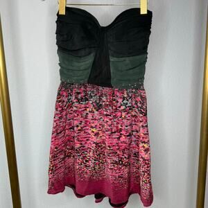 Charlie Jade short strapless 100% silk printed dress